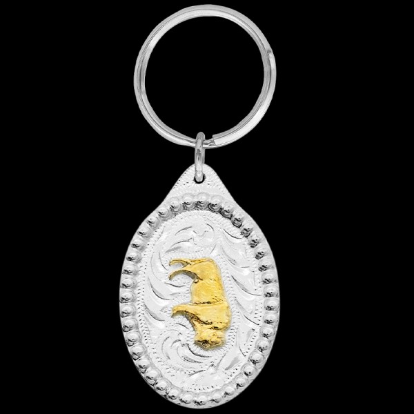 Capture the spirit of the wild with our Gold Buffalo Keychain. Finely detailed, it's a symbol of strength and resilience. Catch the special discount with your custom belt buckle order!
